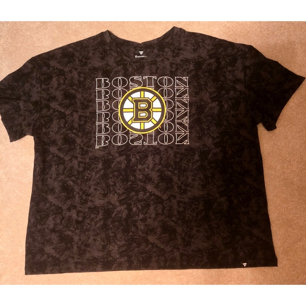 Fanatics Boston Bruins Faded Wash Retro NHL T Shirt Women's XL Black Creased NEW